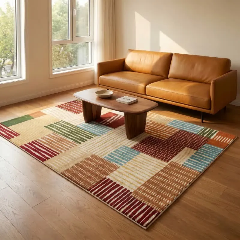 Moderner gestreifter Patchwork-Teppich