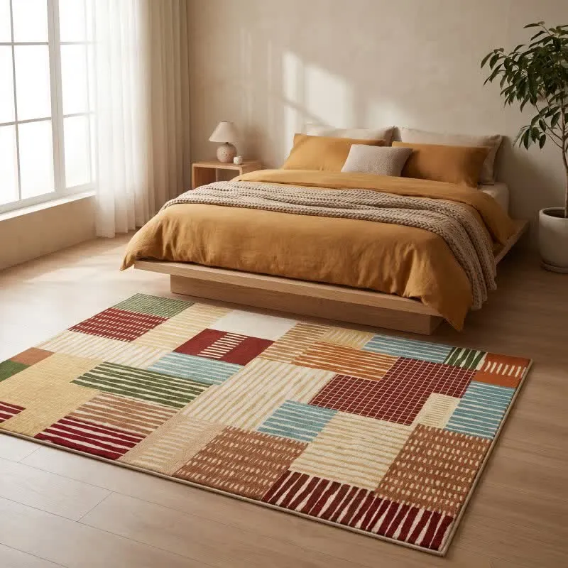 Moderner gestreifter Patchwork-Teppich