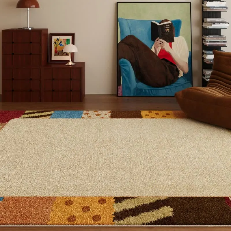 Retro-Patchwork-Teppich mit Bordüre