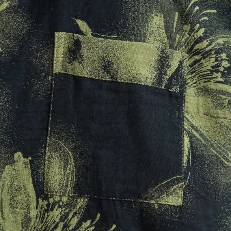 Kimono-Bademantel aus Bio-Baumwolle mit Aquarellblumenmuster