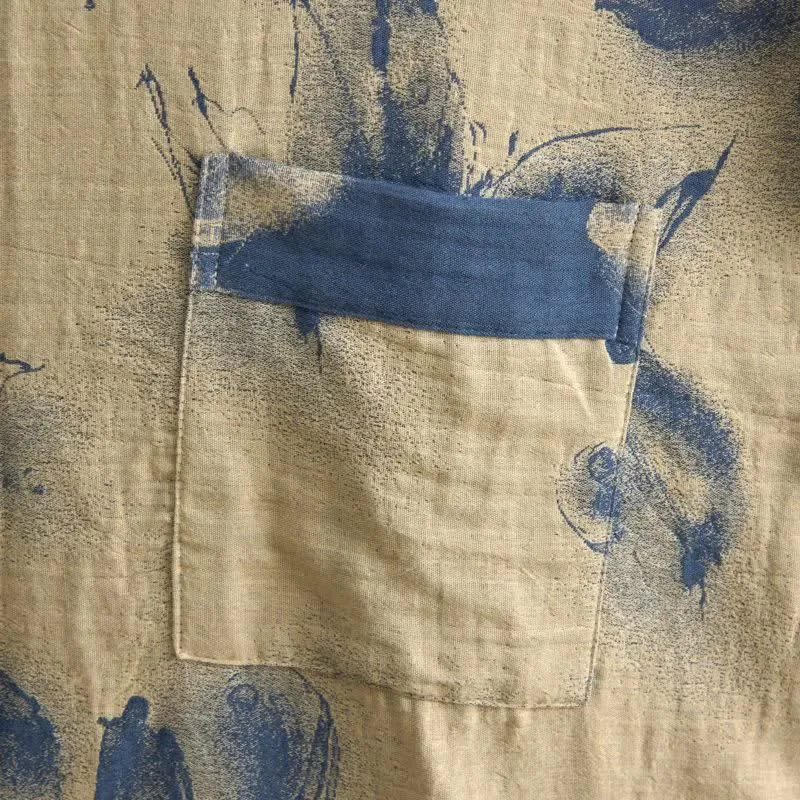 Kimono-Bademantel aus Bio-Baumwolle mit Aquarellblumenmuster