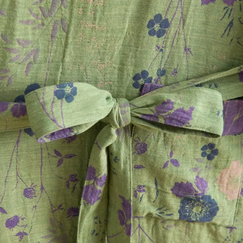 Kimono-Bademantel aus Bio-Baumwolle mit Gartenblumenmuster