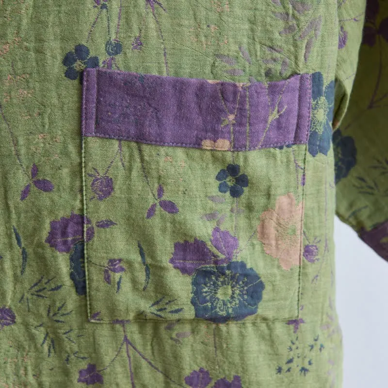 Kimono-Bademantel aus Bio-Baumwolle mit Gartenblumenmuster