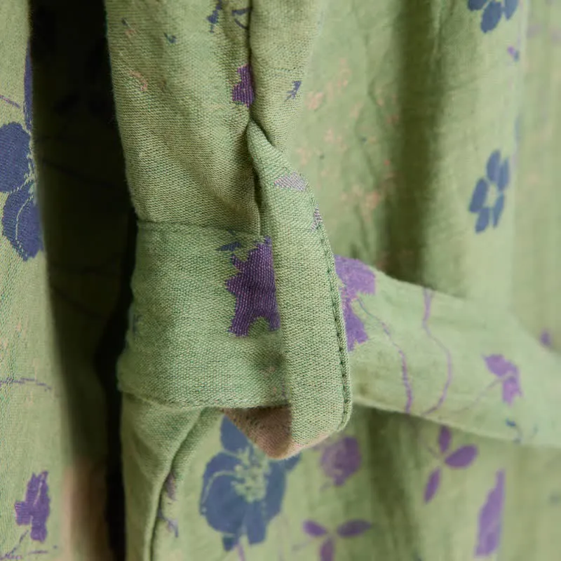 Kimono-Bademantel aus Bio-Baumwolle mit Gartenblumenmuster