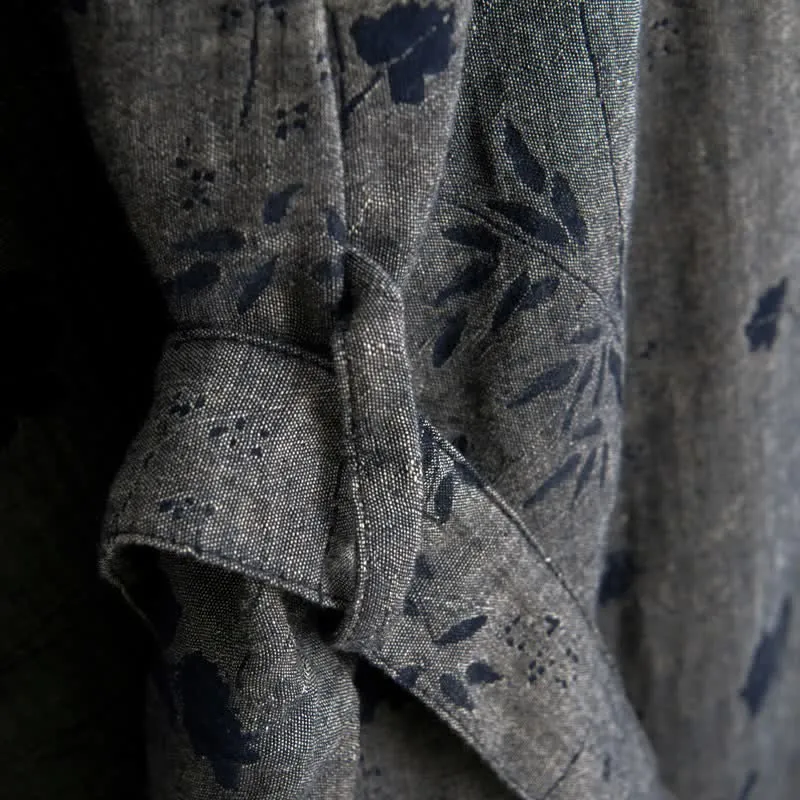 Kimono-Bademantel aus Bio-Baumwolle mit Gartenblumenmuster