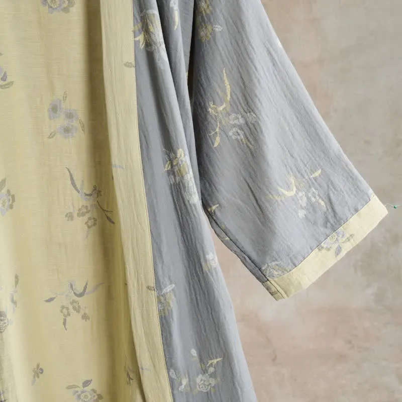 Eleganter Kimono-Bademantel aus Baumwollgaze mit Blumenmuster