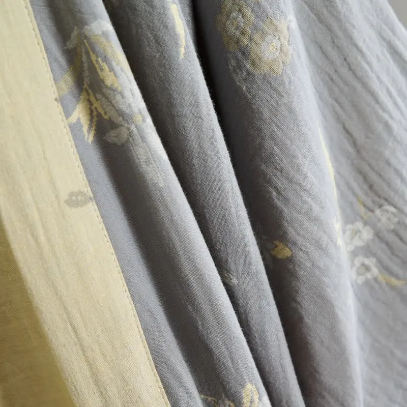 Eleganter Kimono-Bademantel aus Baumwollgaze mit Blumenmuster