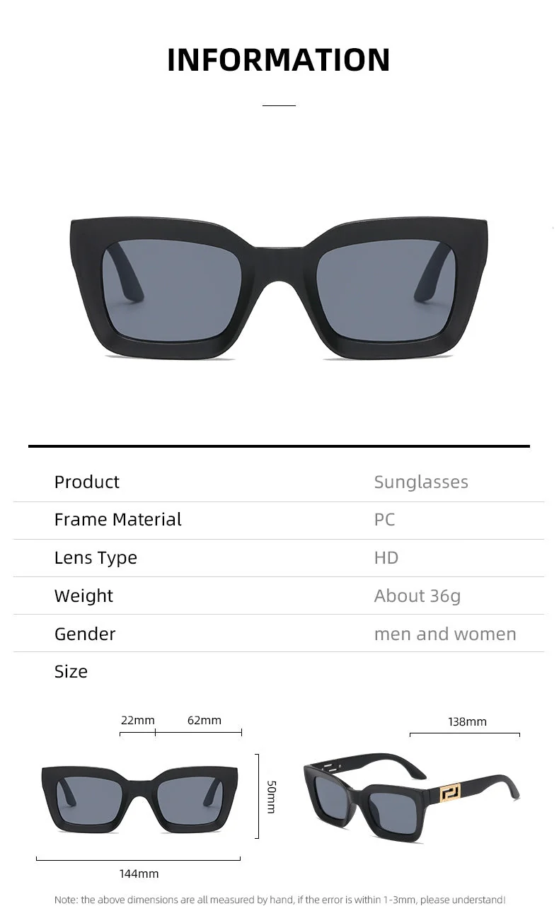 Dame kvadratisk solbrille med luksuriøs design Luvikno