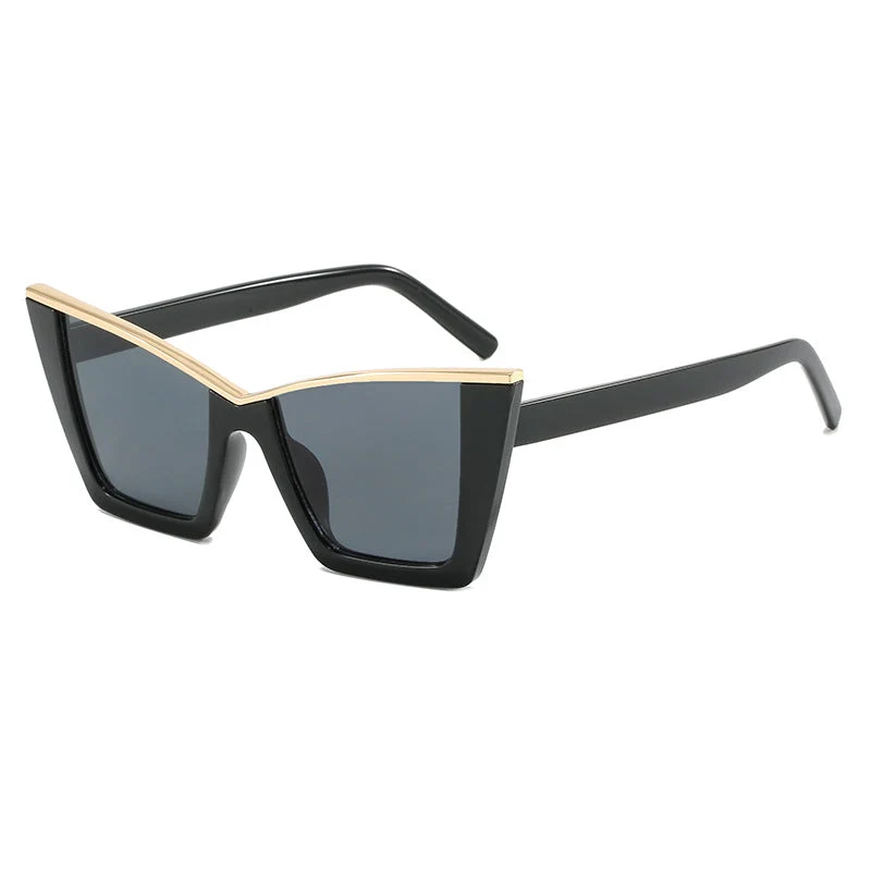 Dame firkantet solbrille med gullige detaljer Luvikno