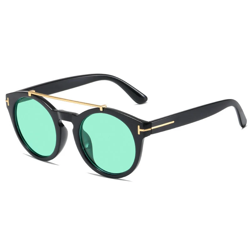 Dame fashionable solbriller med elegante runde glass Luvikno
