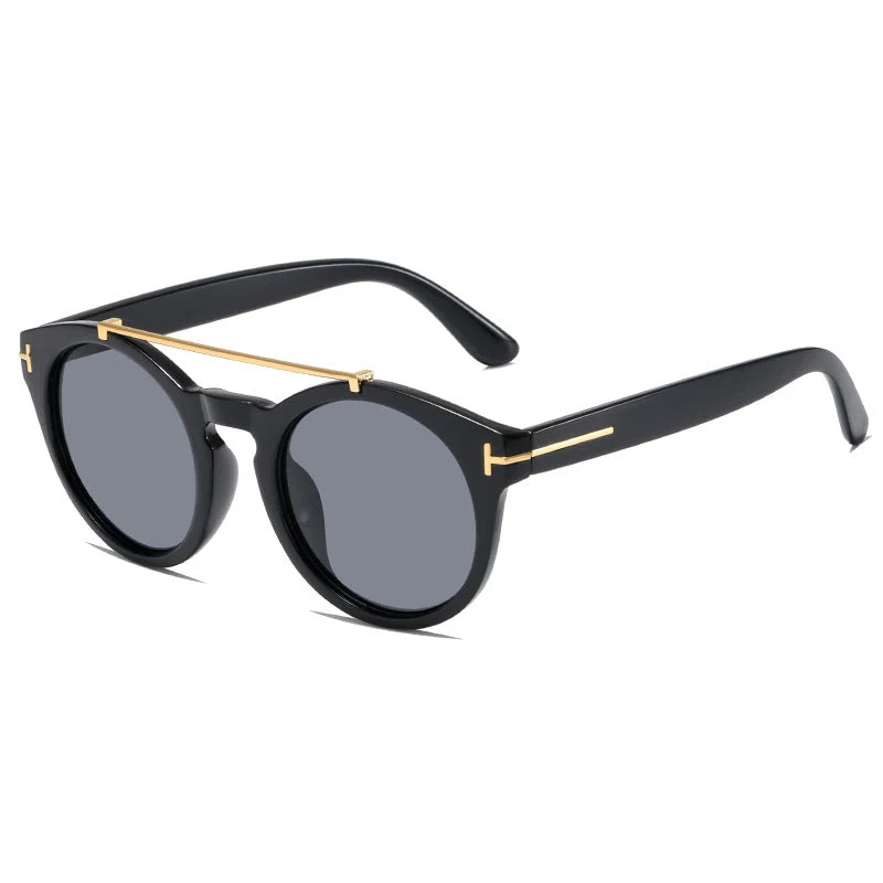 Dame fashionable solbriller med elegante runde glass Luvikno
