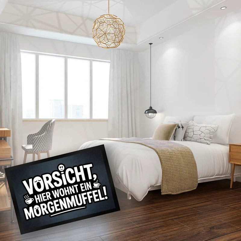 Vorsicht, hier wohnt ein Morgenmuffel! Fußmatte in 35x50 cm Humor