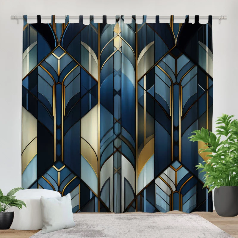 Fotovorhang "Gold-blau Geometrie"