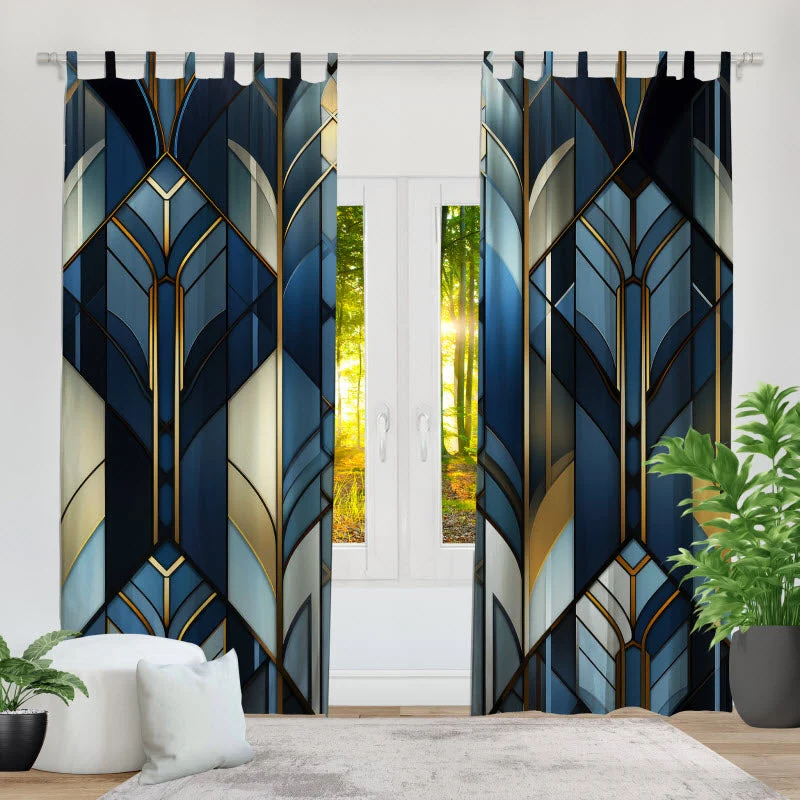 Fotovorhang "Gold-blau Geometrie"