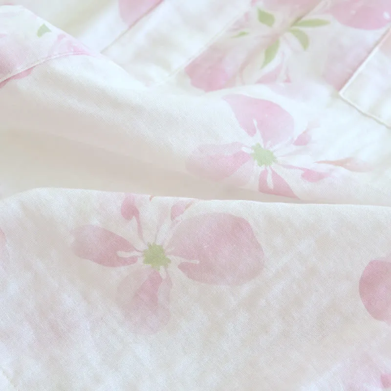 Kimono-Bademantel aus Baumwollgaze mit Kirschblütenmuster