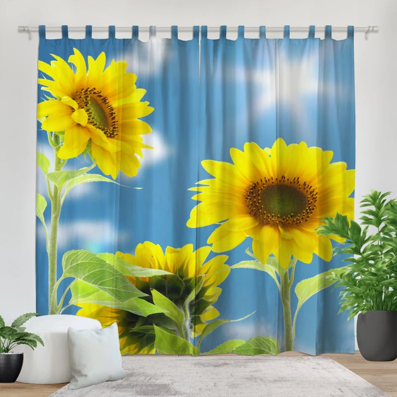 Fotovorhang "Sonnenblumen mit Sonnenschein"