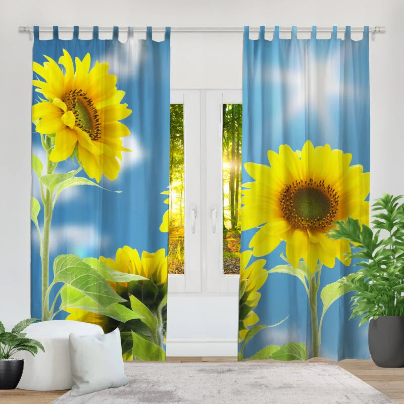 Fotovorhang "Sonnenblumen mit Sonnenschein"