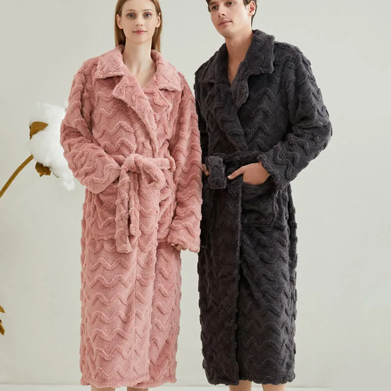 Unisex Bademantel, einfarbig, wellenförmig strukturiert