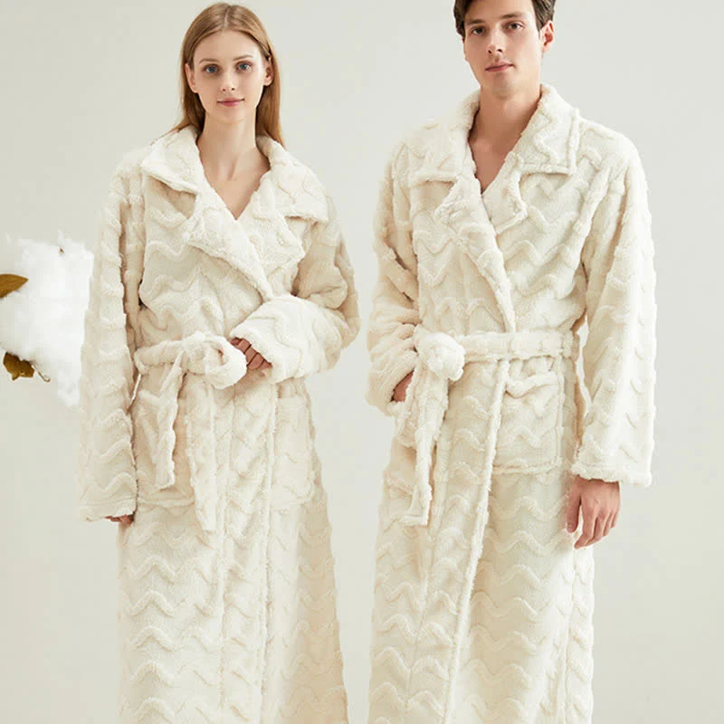 Unisex Bademantel, einfarbig, wellenförmig strukturiert