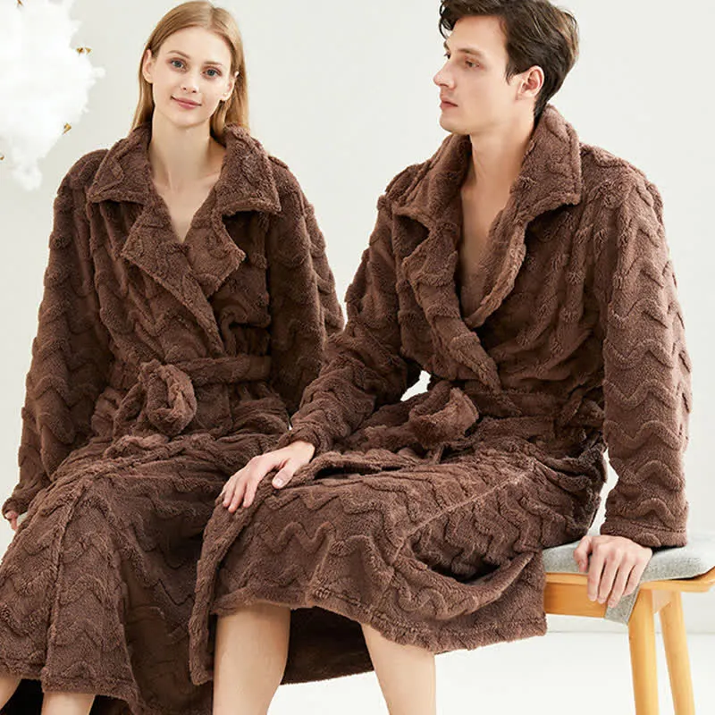 Unisex Bademantel, einfarbig, wellenförmig strukturiert