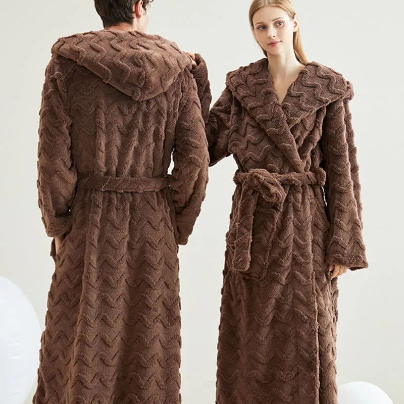 Unisex-Bademantel mit Kapuze und Wellenstruktur