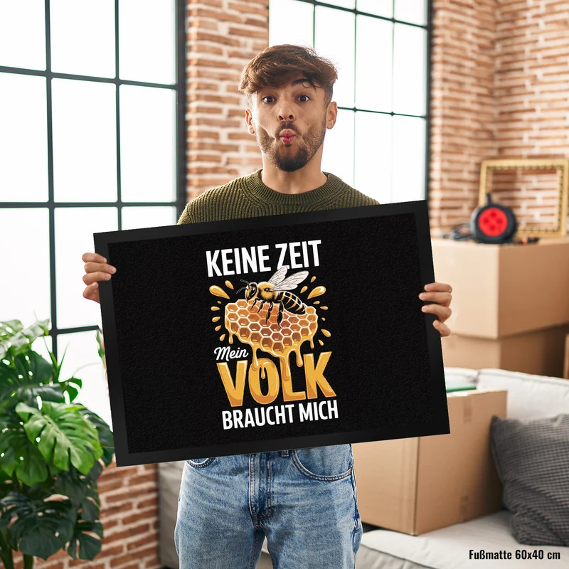 Biene Honigwabe Fußmatte in 35x50 cm für Imker - Keine Zeit