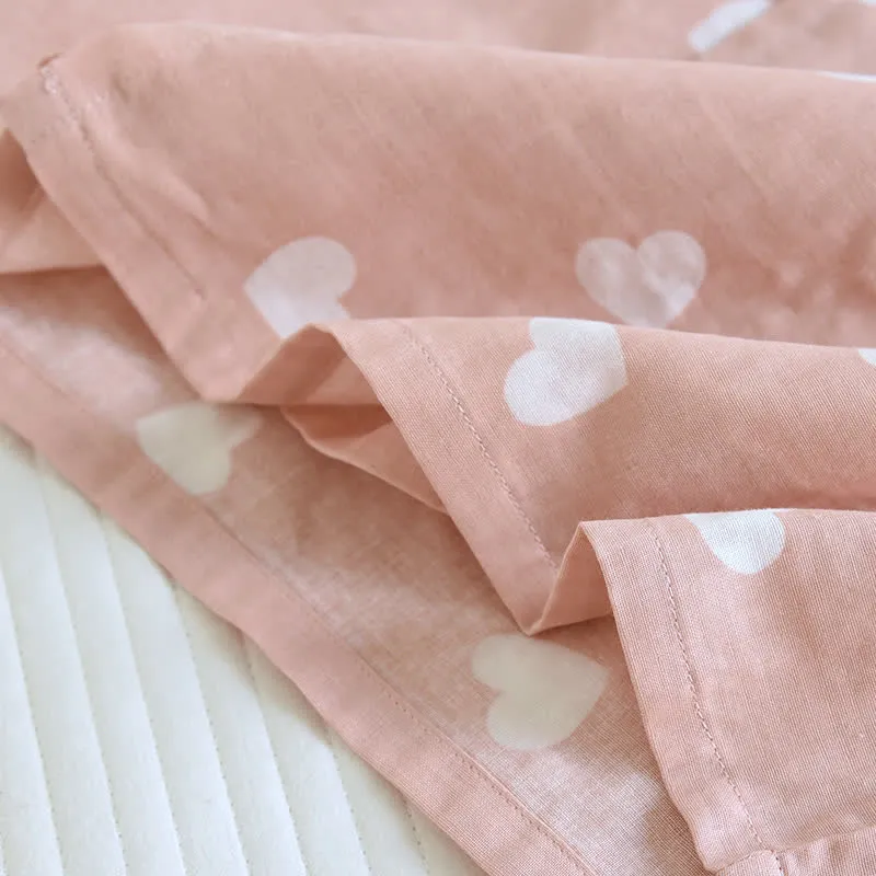 Kimono-Bademantel aus Baumwollgaze mit Herzmotiv