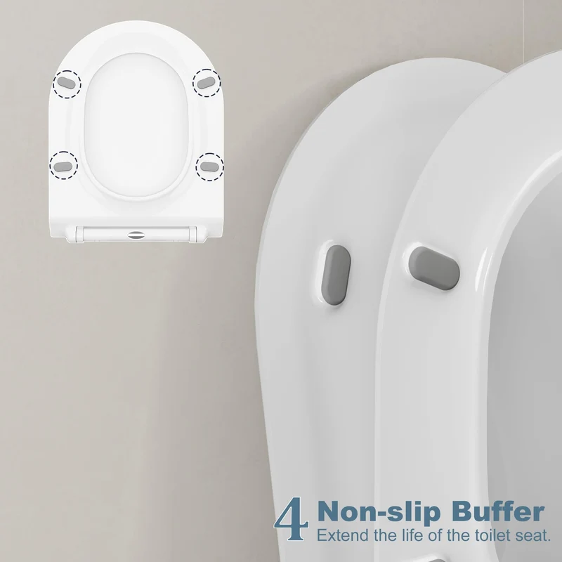 Coperture WC Garvee con Sedile Bambini Integrato, Chiusura Automatica Silenziosa, Quick-Release, UF-Duroplast, Cerniere Regolabili, Forma D, Bianco, 464x359 mm per Bagno Familiare