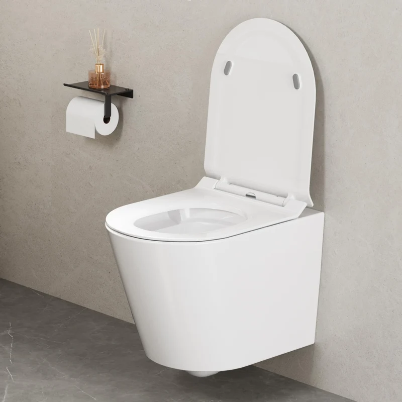 Coperture WC Garvee con Sedile Bambini Integrato, Chiusura Automatica Silenziosa, Quick-Release, UF-Duroplast, Cerniere Regolabili, Forma D, Bianco, 464x359 mm per Bagno Familiare