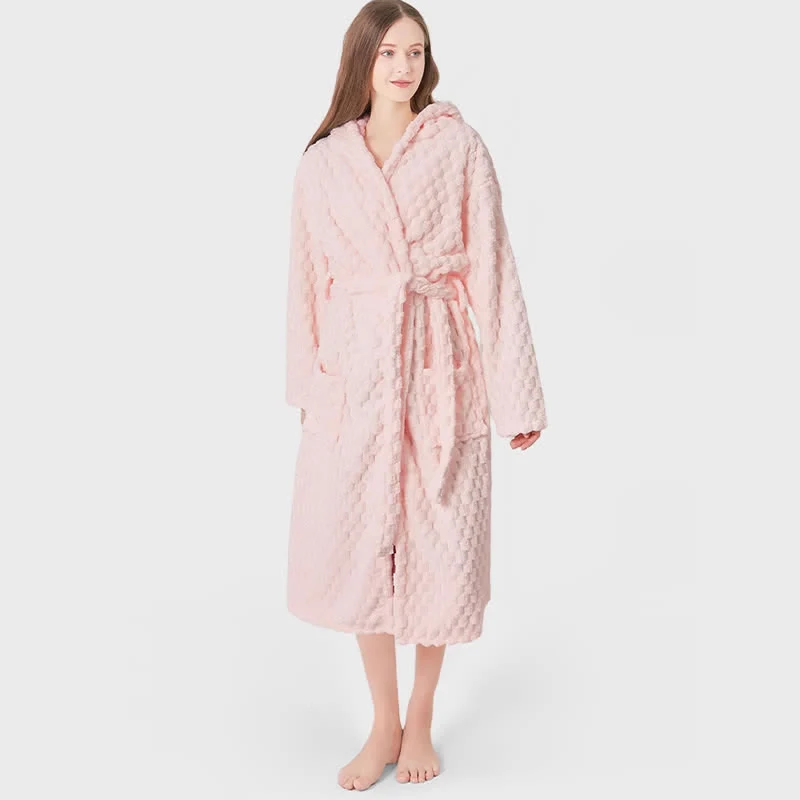Unisex-Bademantel mit Kapuze, einfarbig, saugfähig