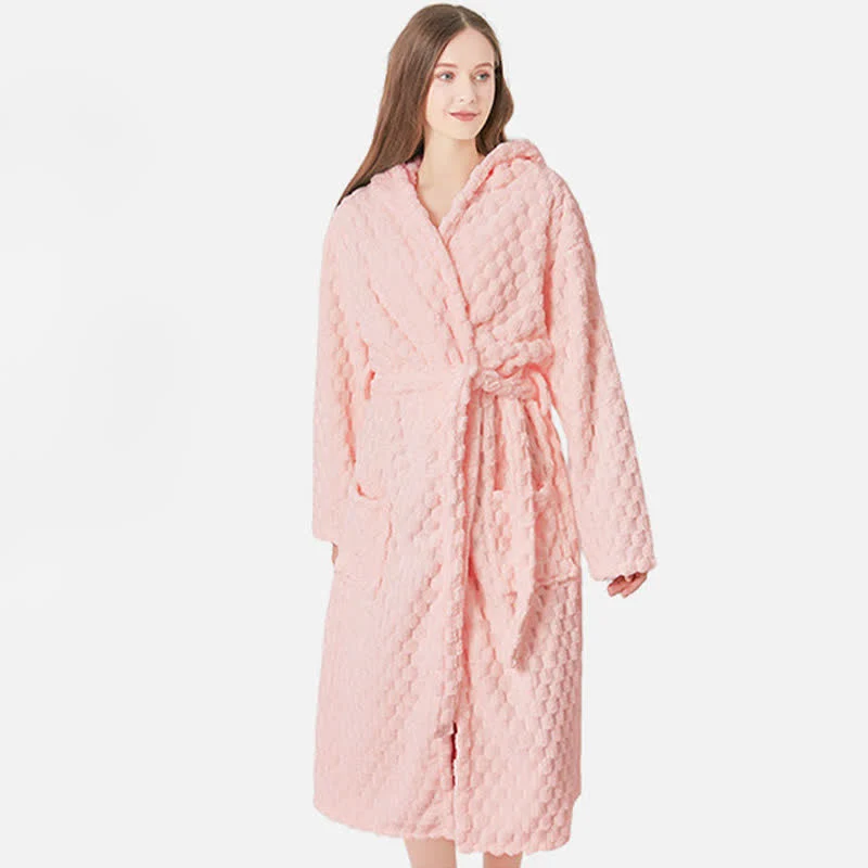 Unisex-Bademantel mit Kapuze, einfarbig, saugfähig