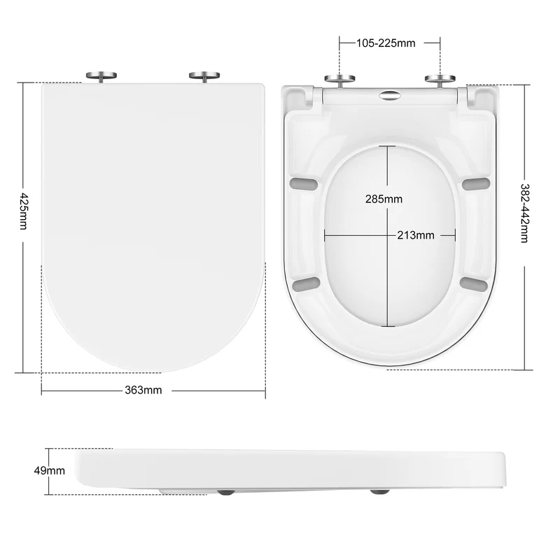 Copriwater Garvee con Sedile Bambini Integrato, Chiusura Automatica, Cerniere Regolabili per Bagno Familiare, 464x359mm, Bianco