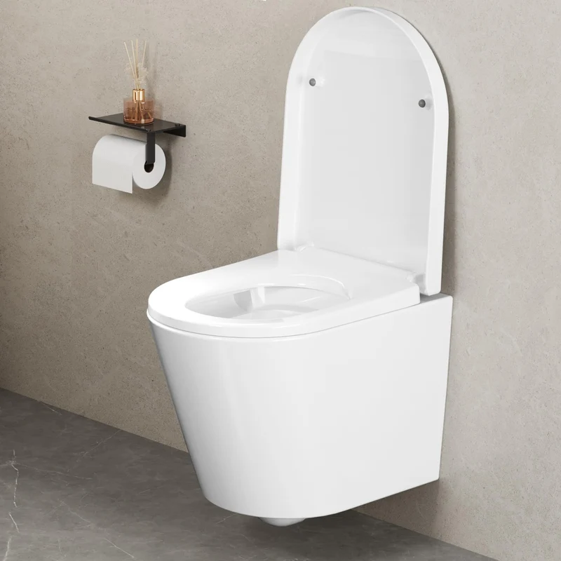 Copriwater Garvee con Sedile Bambini Integrato, Chiusura Automatica, Cerniere Regolabili per Bagno Familiare, 464x359mm, Bianco