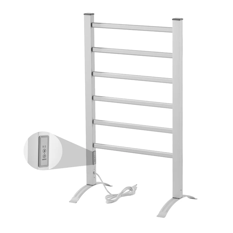 Garvee Scaldasalviette Elettrico 2-in-1, 5 Barre Riscaldanti, Metallo Bianco, Montaggio a Parete e Libero, Bagno e Camera, 50x5x70 cm
