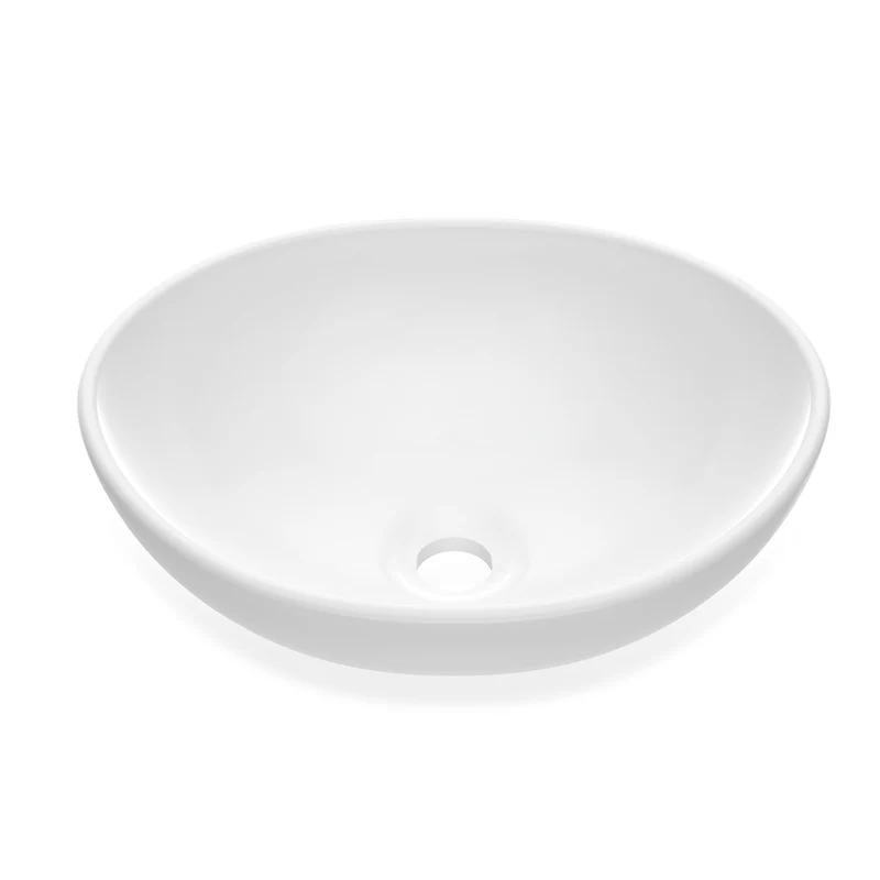 Garvee Lavabo da Bagno Ellittico in Ceramica Bianca, 41x33 cm, Design Moderno, Resistente a Graffi e Macchie, Installazione Sopra il Contatore, Ideale per Bagni e Bar