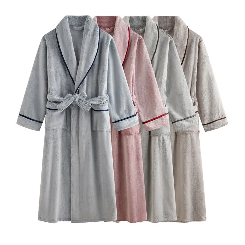 Unisex Plüschbademantel, einfarbig, warm