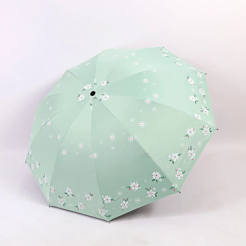 Kvinnes stilige sammenleggbare paraply med blomsterdesign Luvikno