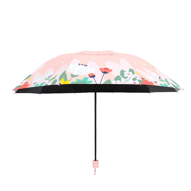 Kvinnes sammenleggbare paraply med blomsterdesign Luvikno