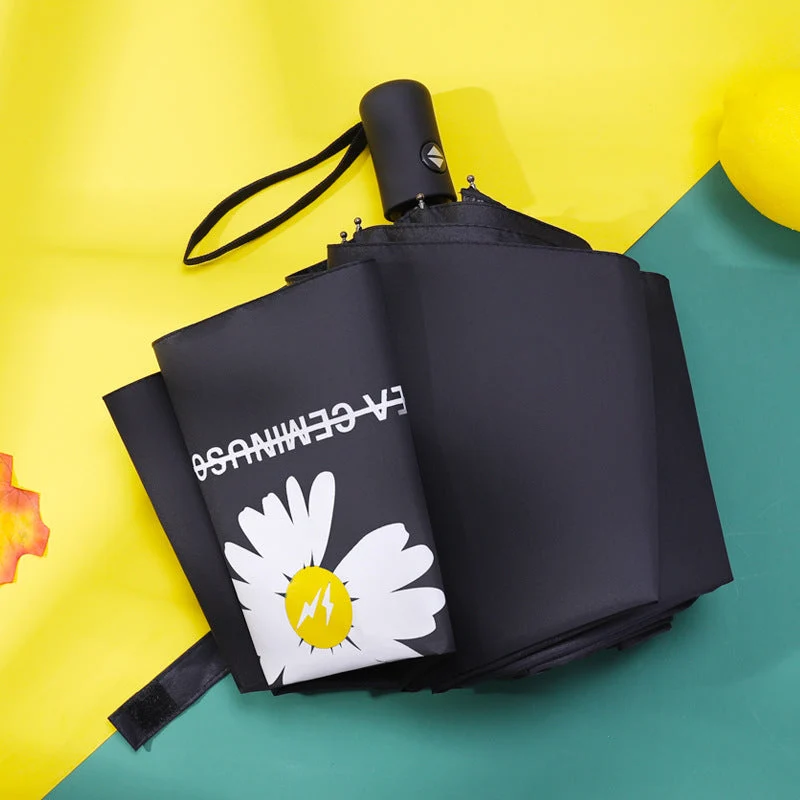 Kvinne Falt Paraply med Elegant Fjærdesign Luvikno