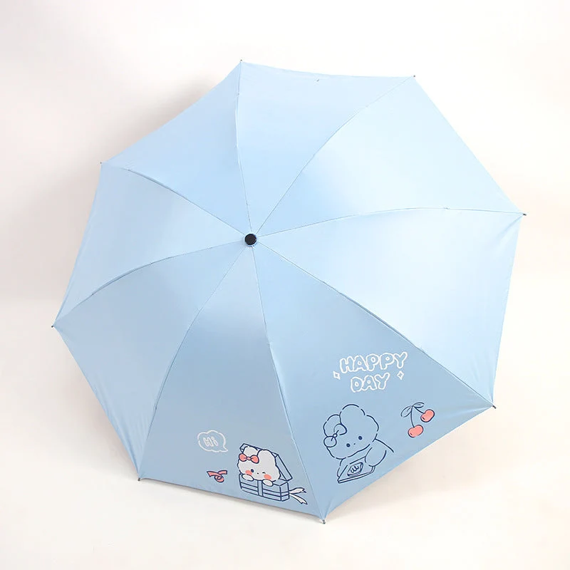 Damefoldingparaply med leken design og munter Luvikno motiv