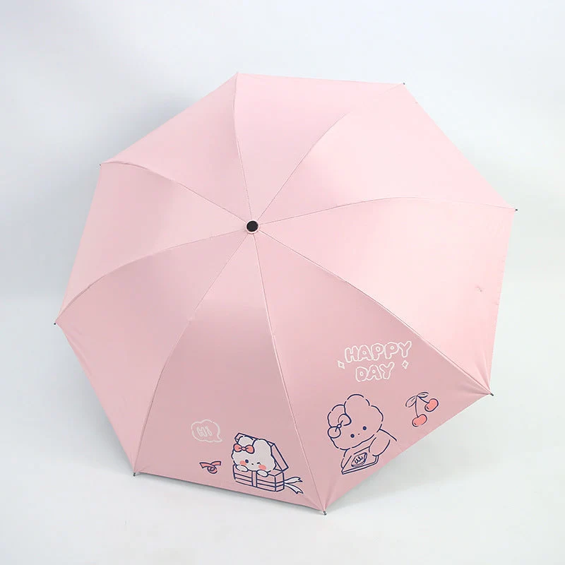 Damefoldingparaply med leken design og munter Luvikno motiv