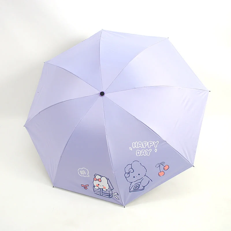 Damefoldingparaply med leken design og munter Luvikno motiv
