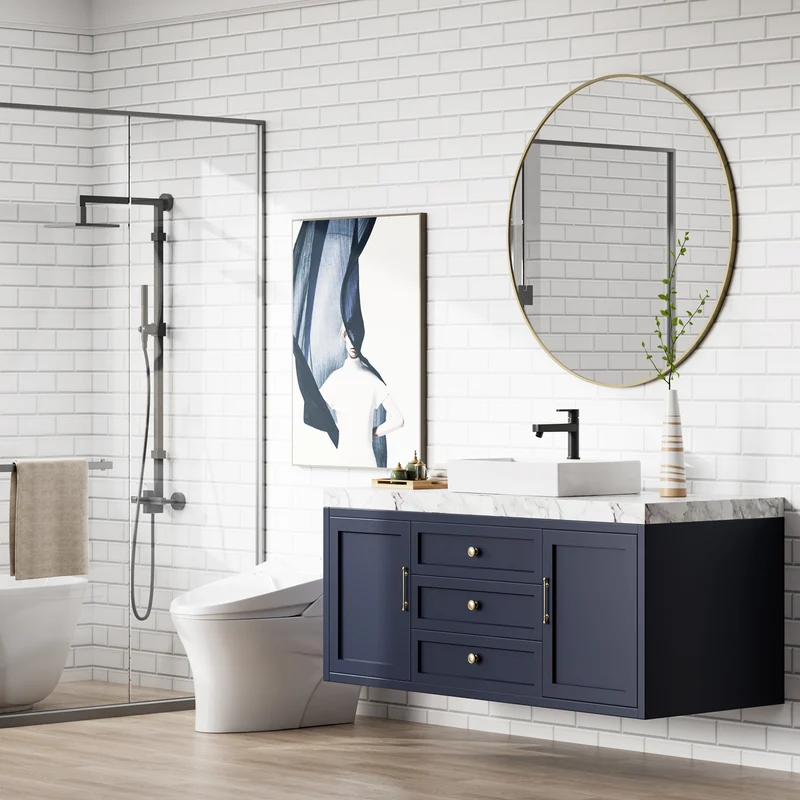 Garvee Lavabo Rettangolare in Ceramica Bianco, Profondità 12,7 cm, Bagno Contemporaneo, Facile da Pulire