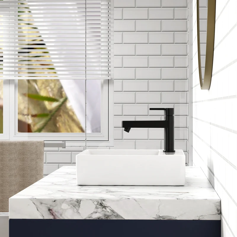 Garvee Lavabo Rettangolare in Ceramica Bianco, Profondità 12,7 cm, Bagno Contemporaneo, Facile da Pulire
