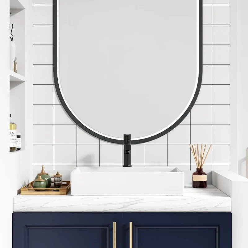 Garvee Lavabo Rettangolare in Ceramica Bianco, Profondità 12,7 cm, Bagno Contemporaneo, Facile da Pulire