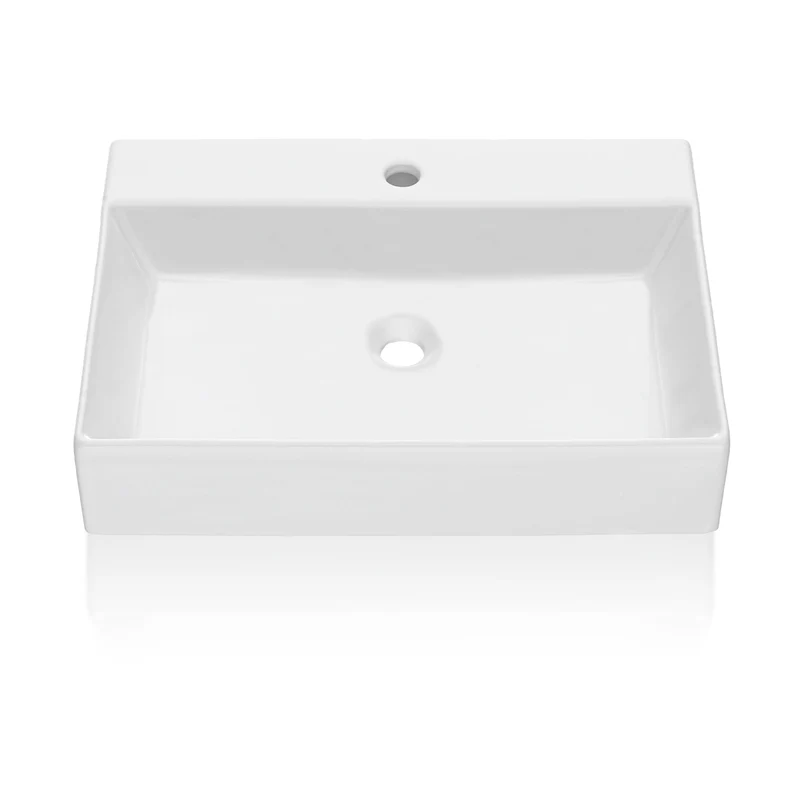 Garvee Lavabo Rettangolare in Ceramica Bianco, Profondità 12,7 cm, Bagno Contemporaneo, Facile da Pulire