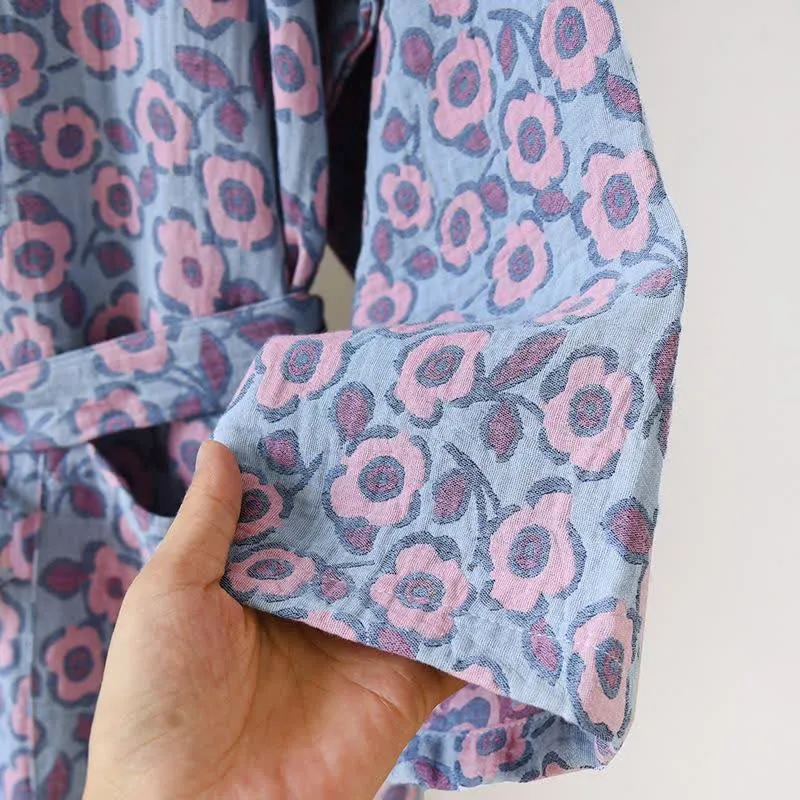 Japanischer Kimono-Bademantel aus Begonia-Baumwolle