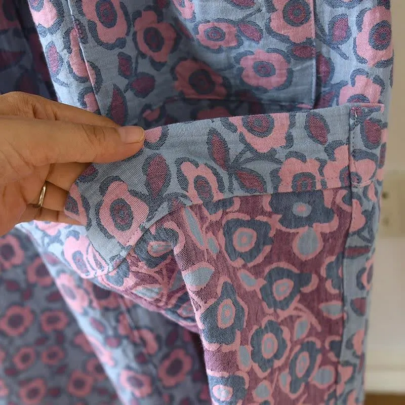 Japanischer Kimono-Bademantel aus Begonia-Baumwolle