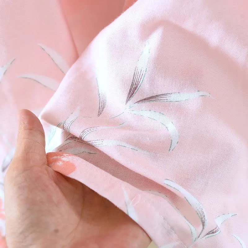 Japanischer Kimono-Bademantel aus Baumwolle mit Pfirsichblütenmuster