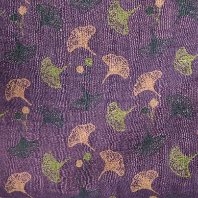 Zweifarbiger Kimono-Bademantel aus Ginkgo-Baumwollgaze